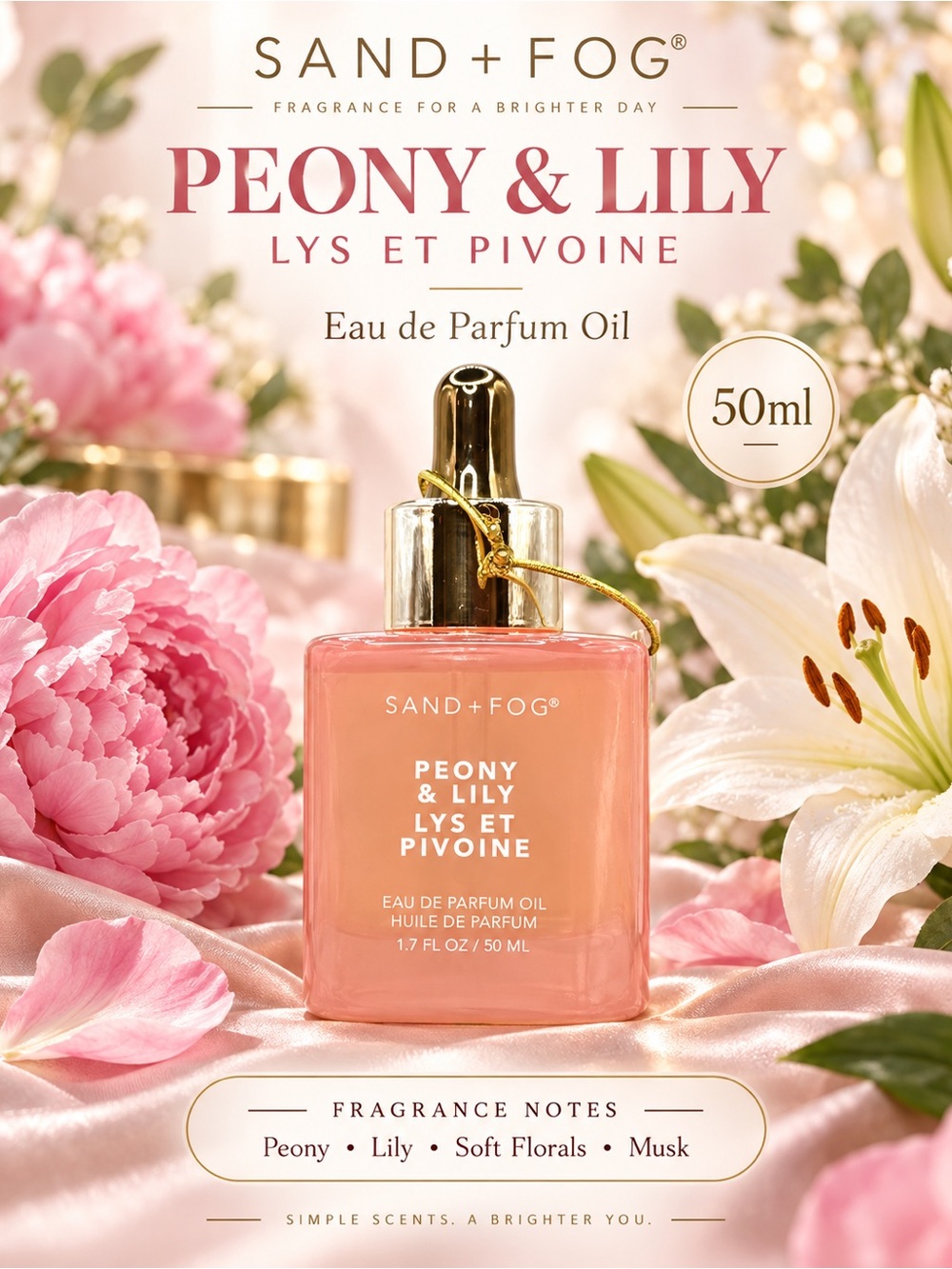 SAND+Fog Peony & Lily Eau de Parfum Oil - Pink